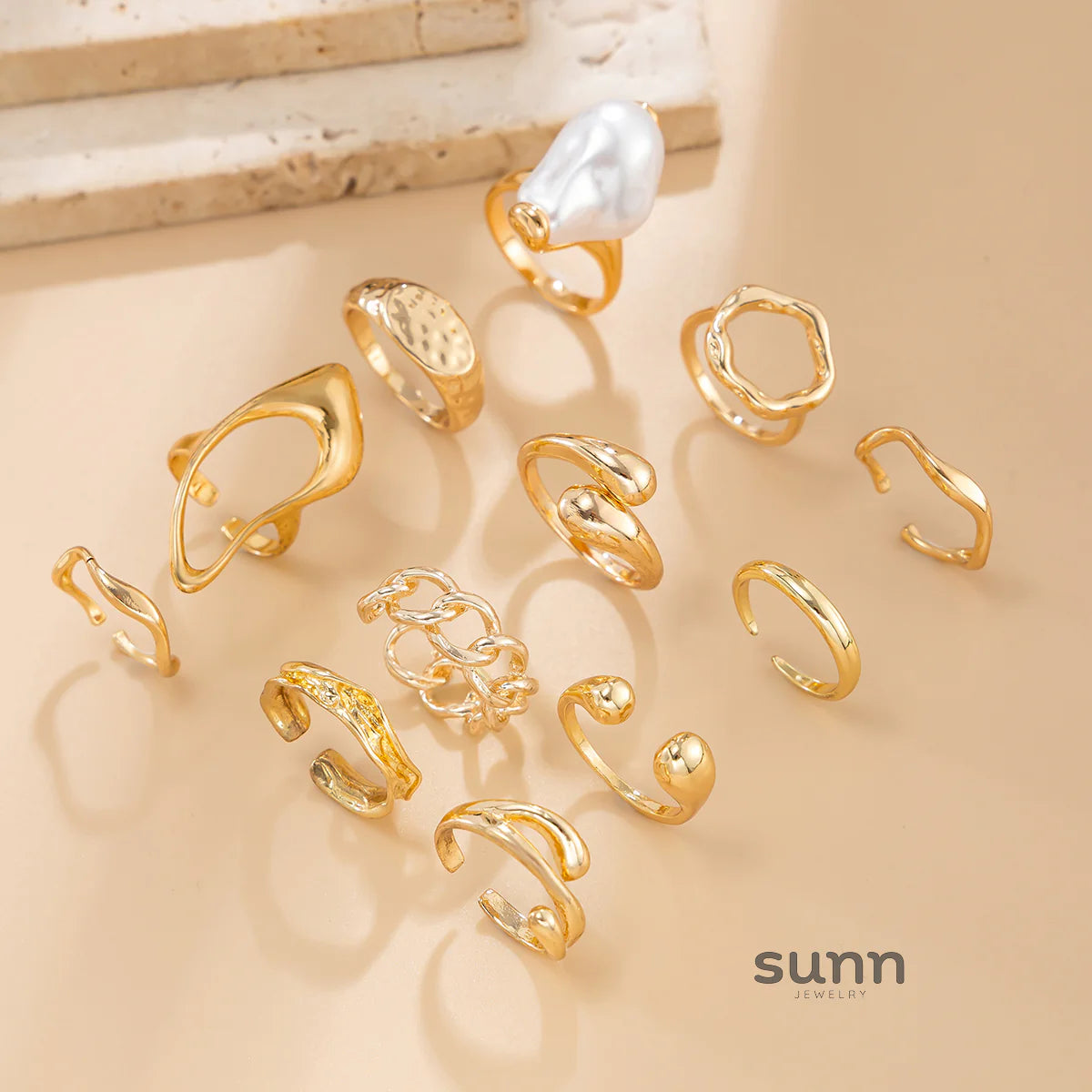 Moriah Irregular Stackable Ring Set