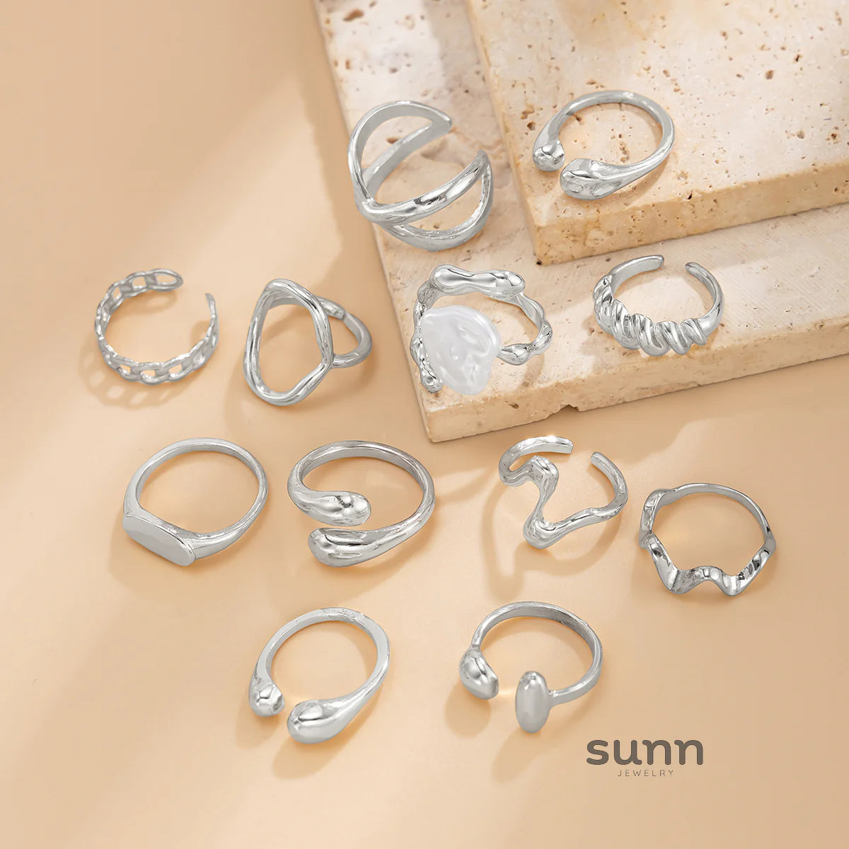Moriah Irregular Stackable Ring Set