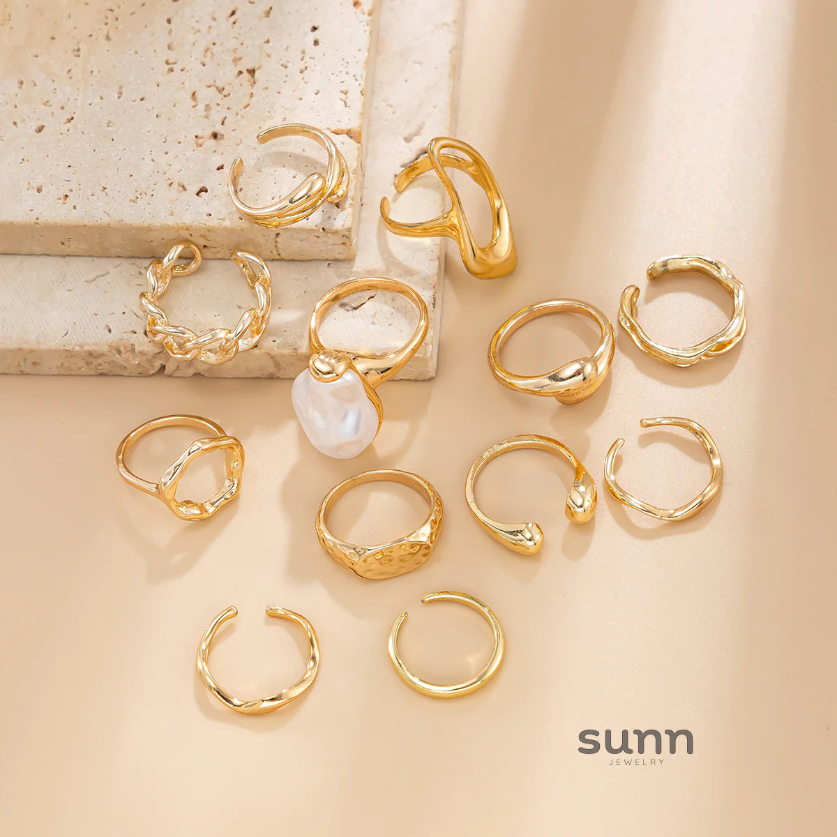 Moriah Irregular Stackable Ring Set