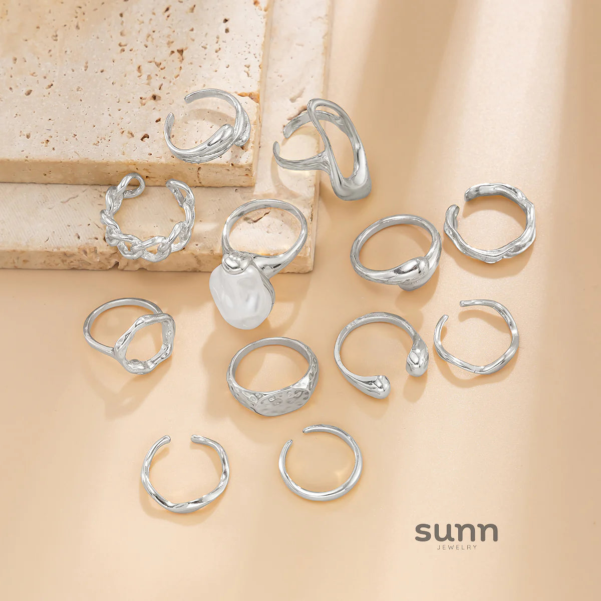 Moriah Irregular Stackable Ring Set