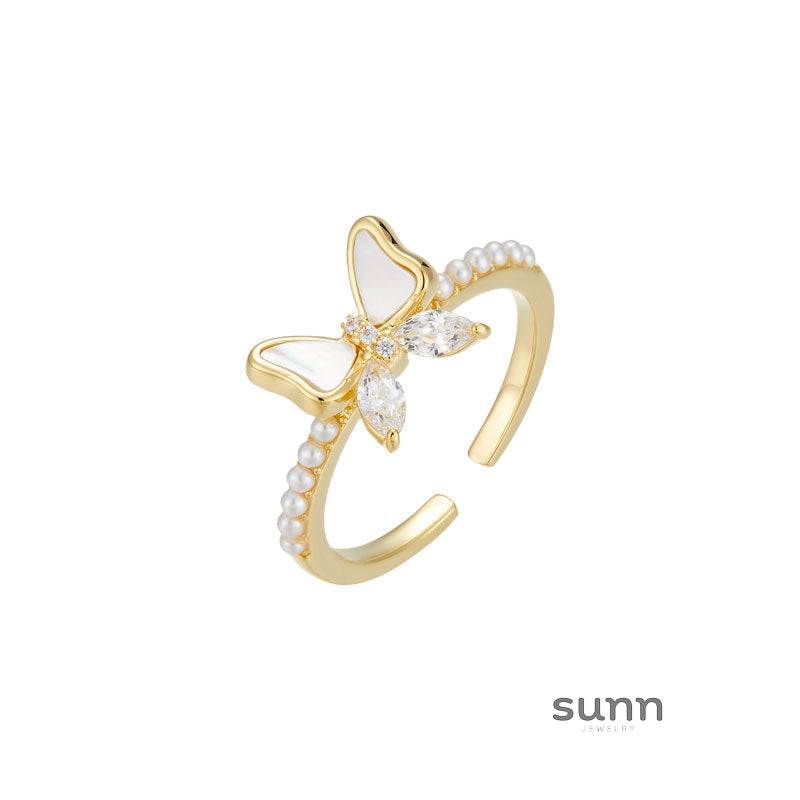 Moriah Pearl Butterfly Ring [W9SNCKFX]