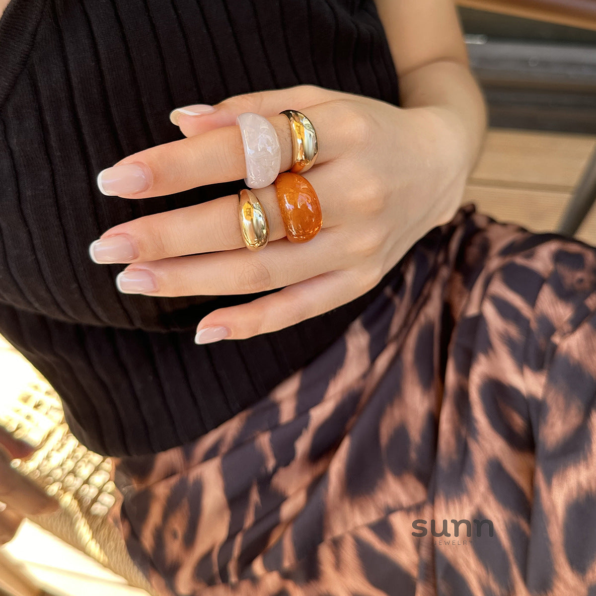 Mulan Glazed Geometric Rings [OQQT1WJE]