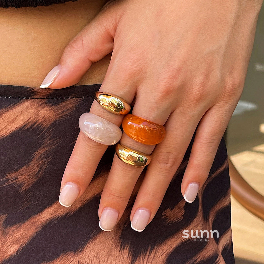 Mulan Glazed Geometric Rings [YNC3227V]