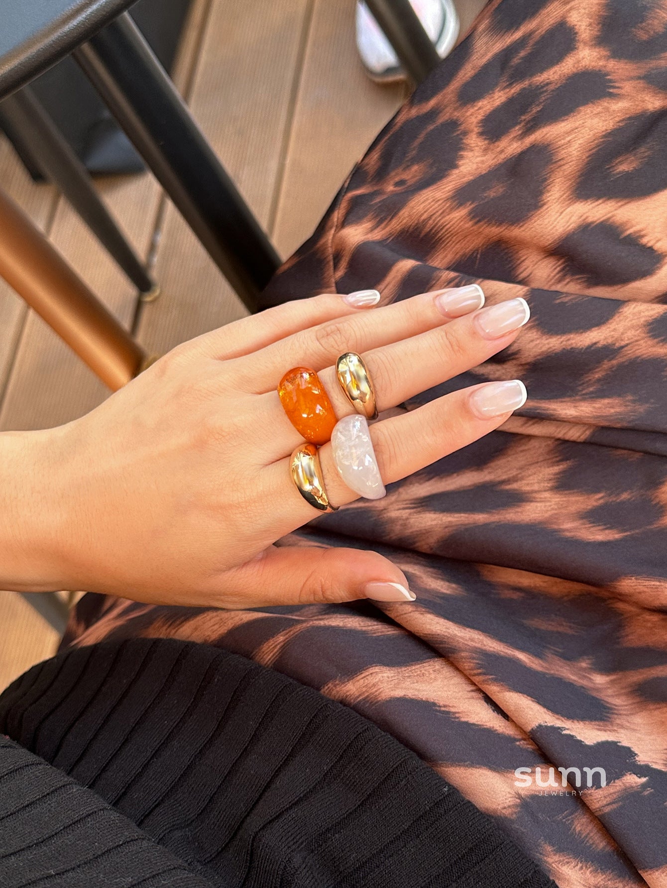 Mulan Glazed Geometric Rings [I5SKLLKN]