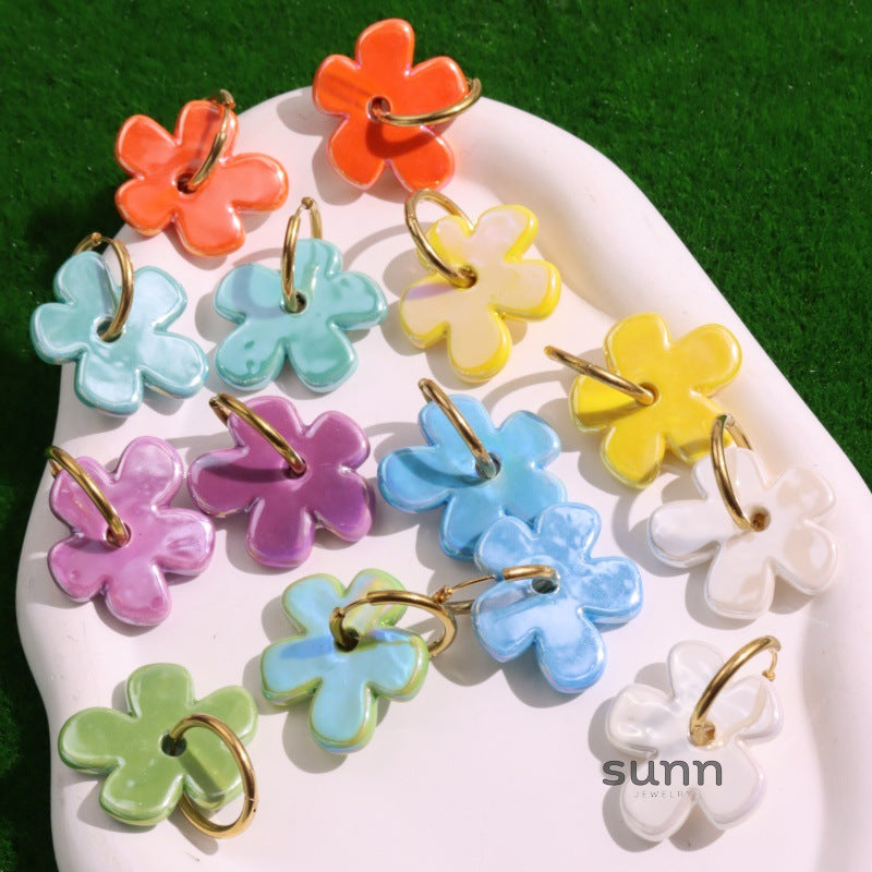 Munira Ceramic Bloom Drop Earrings [Z277UKQG]