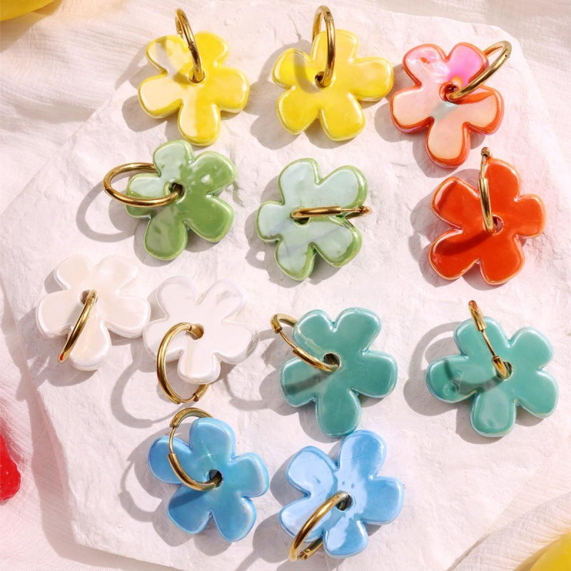 Munira Ceramic Bloom Drop Earrings [46BGPCFH]