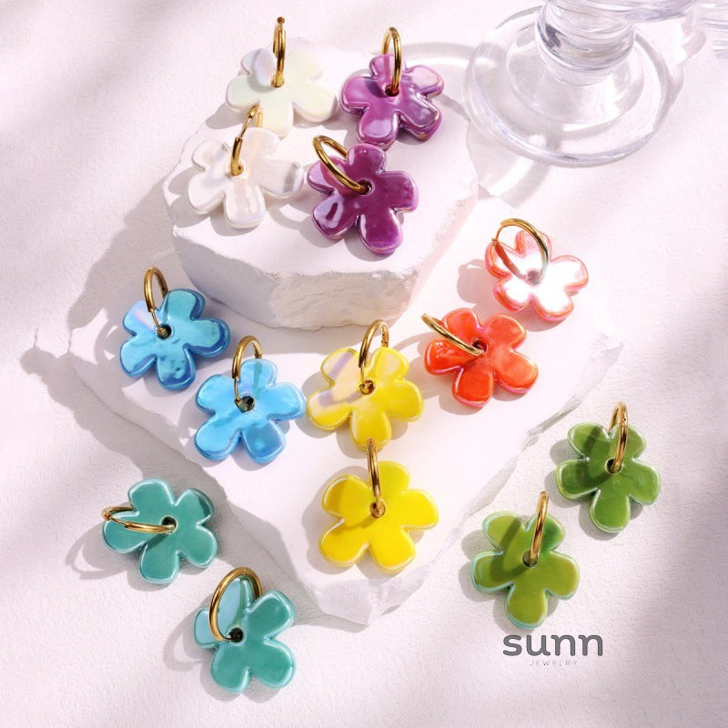 Munira Ceramic Bloom Drop Earrings [46BGPCFH]