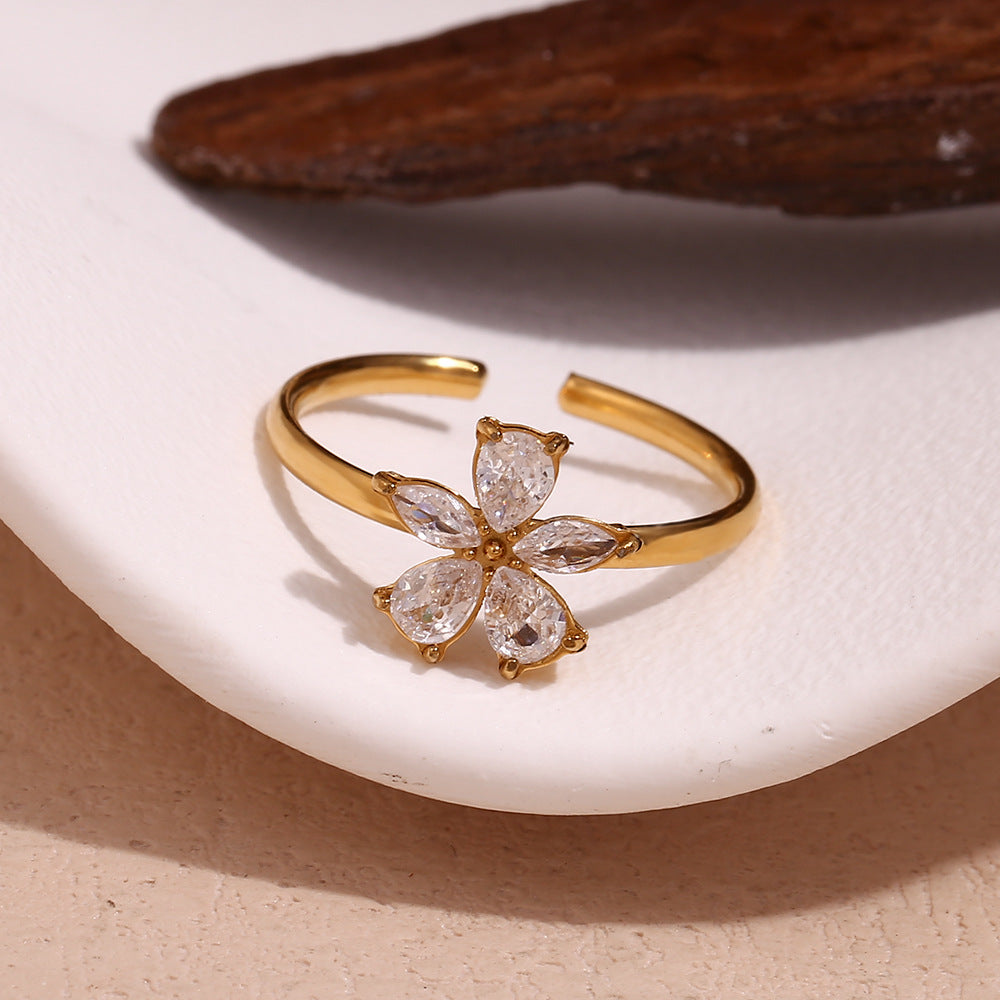 Munira Floral Pave Open Ring [V3NXP9HD]