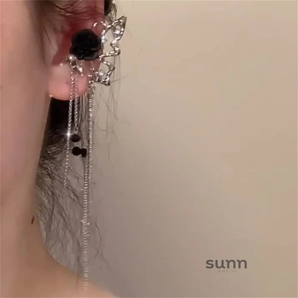Mylene Black Rose Butterfly Ear Cuff