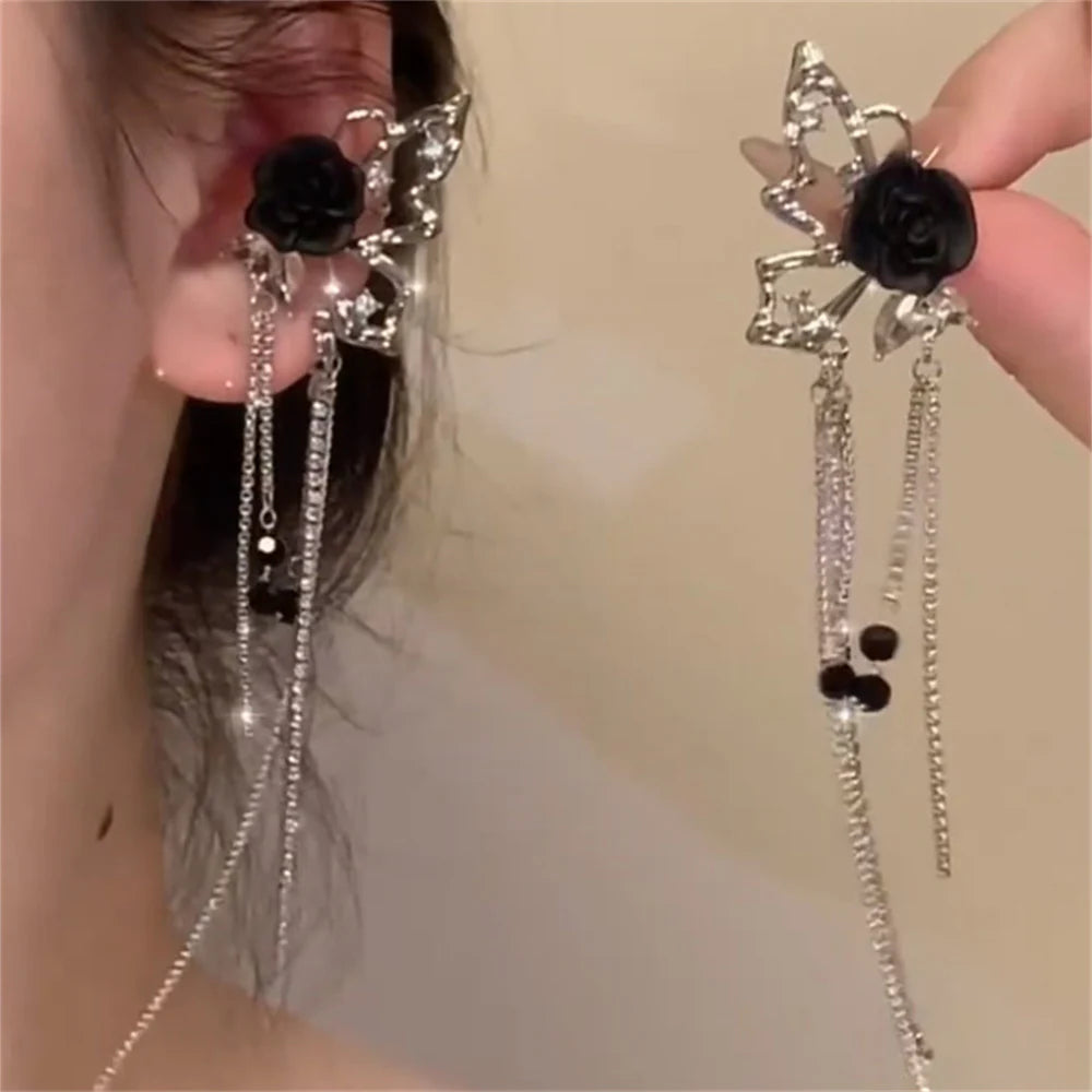 Mylene Black Rose Butterfly Ear Cuff
