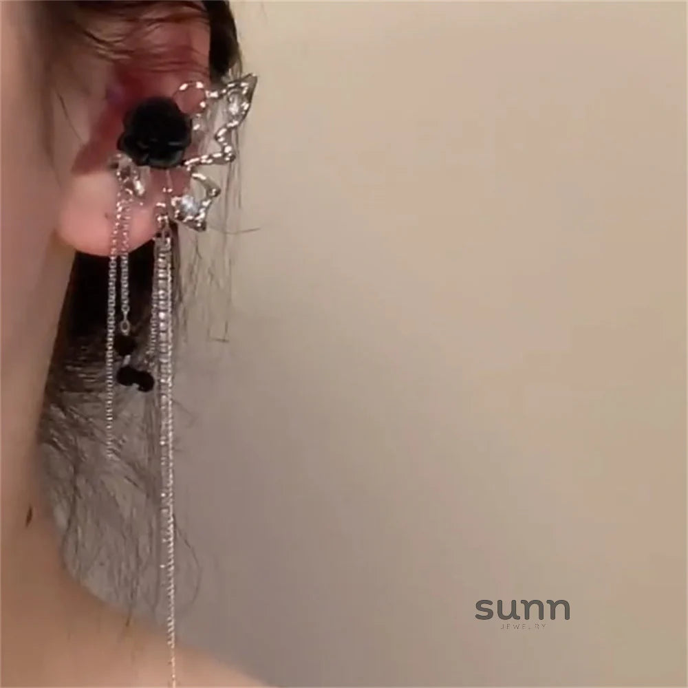 Mylene Black Rose Butterfly Ear Cuff