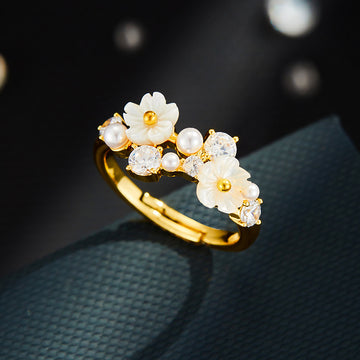 Myonna Shell Flower Open Ring [SX36QMYU]