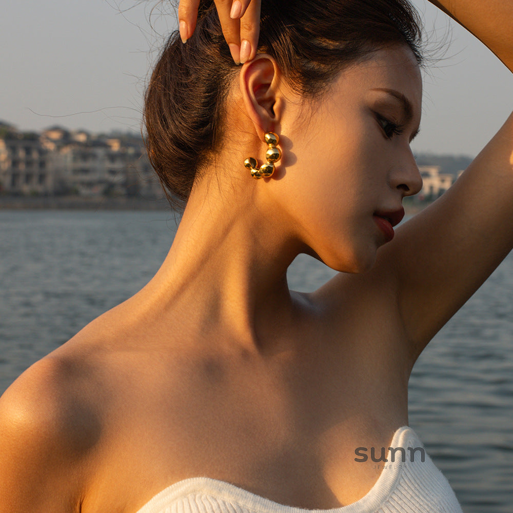 Myracle Gold Dome Hoop Earrings [7IEJTPB1]