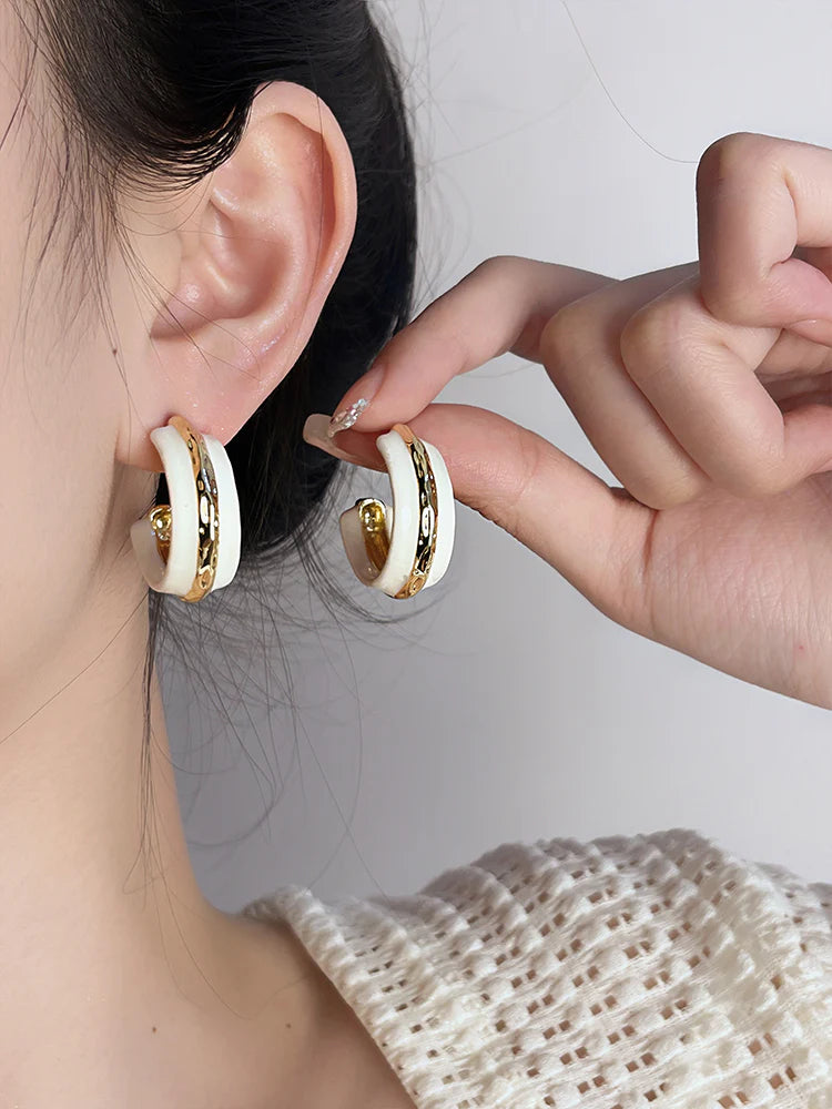 Nabiha Enamel Contrast Earrings