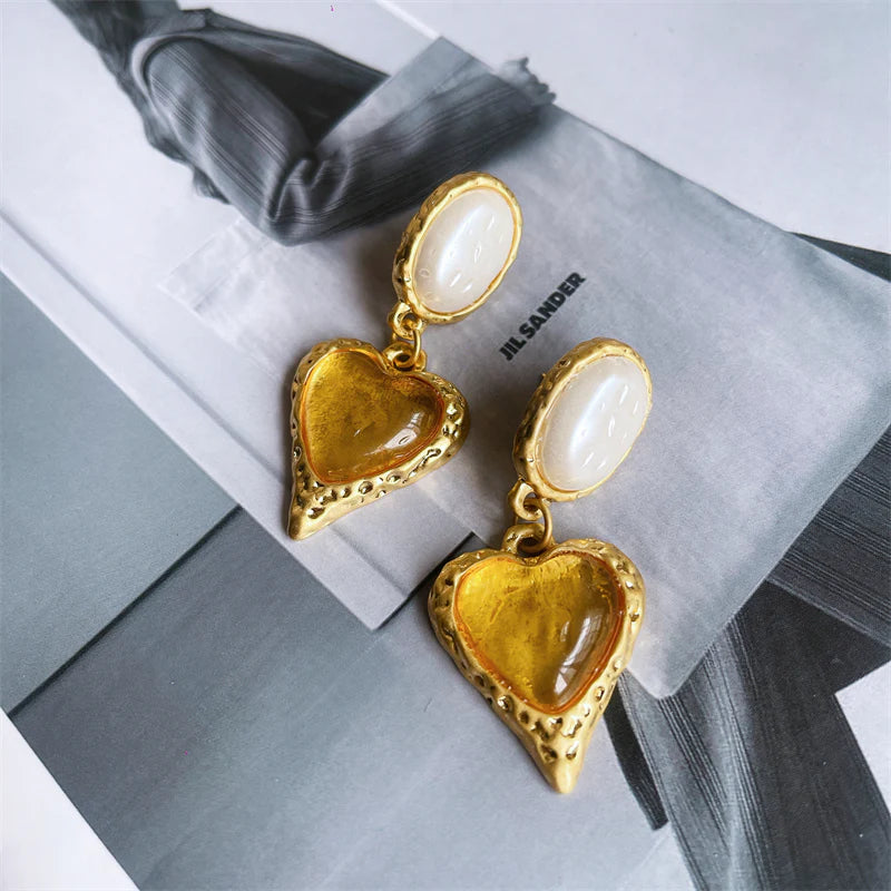 Nadeen Retro Puffed Heart Earrings