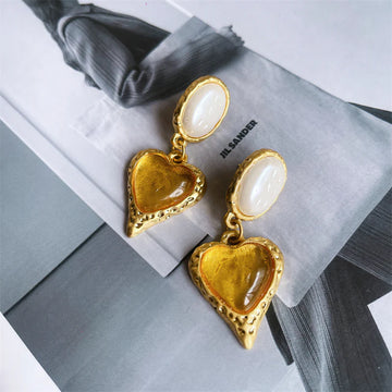 Nadeen Retro Puffed Heart Earrings