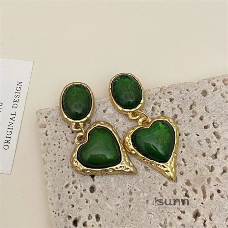Nadeen Retro Puffed Heart Earrings