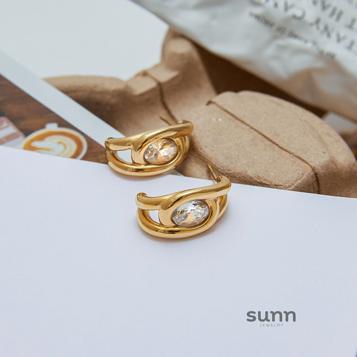 Nahia Geometric Zircon Hoops [ABST8HIC]