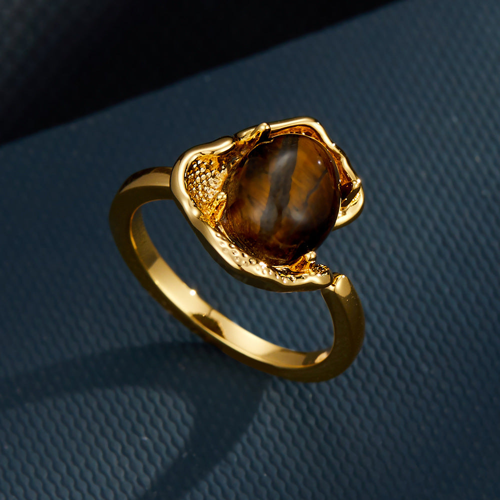 Naia Tiger Eye Open Ring [UTG3VJ68]