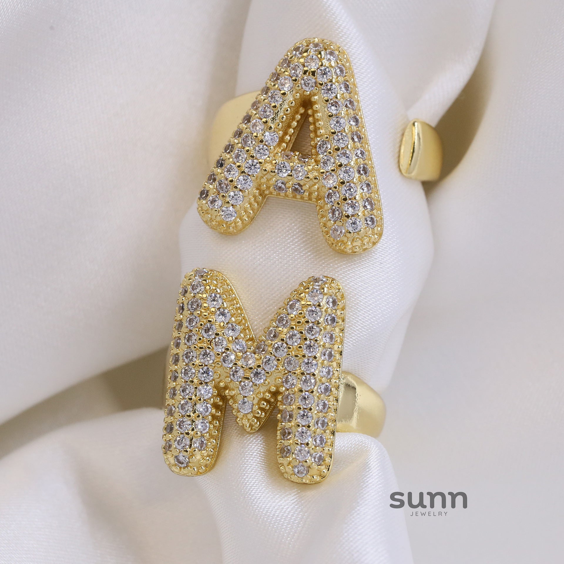Naidelyn Gold Zircon Letter Ring [P244QMJP]