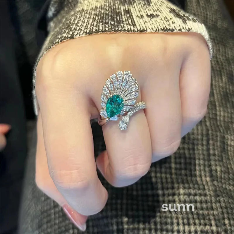 Nailea Feather Emerald Open Ring