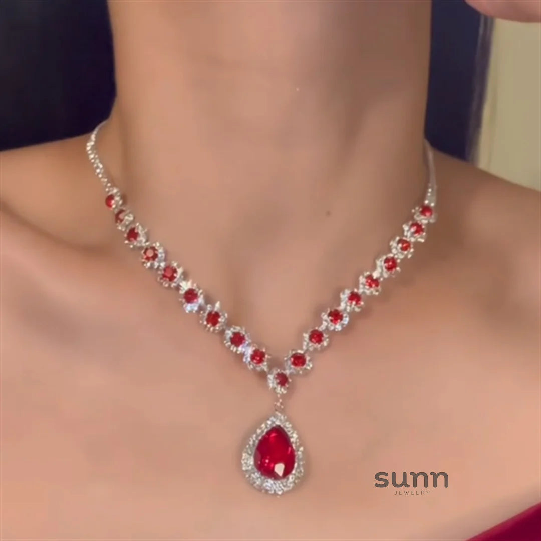 Naima Ruby Teardrop Jewelry Set