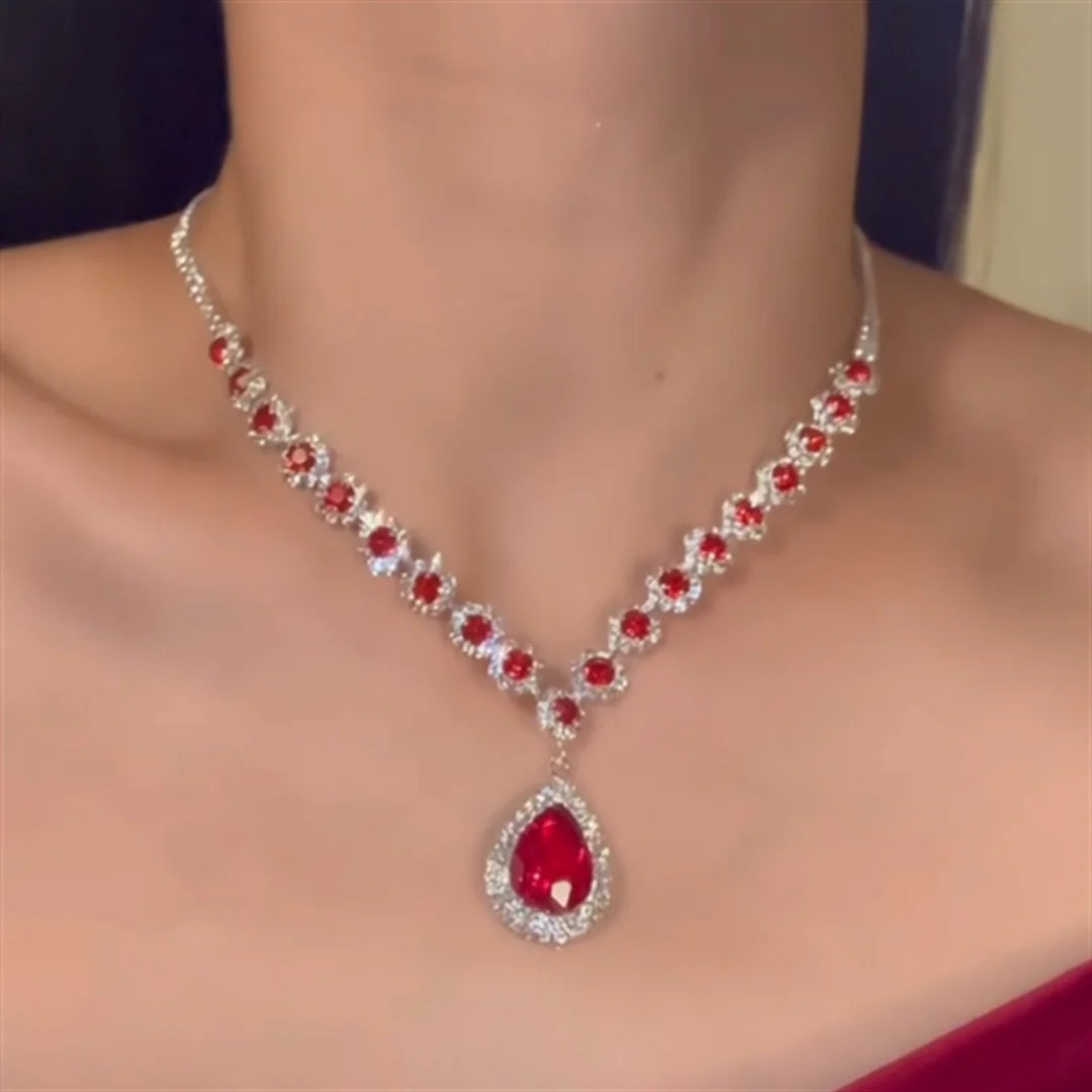 Naima Ruby Teardrop Jewelry Set