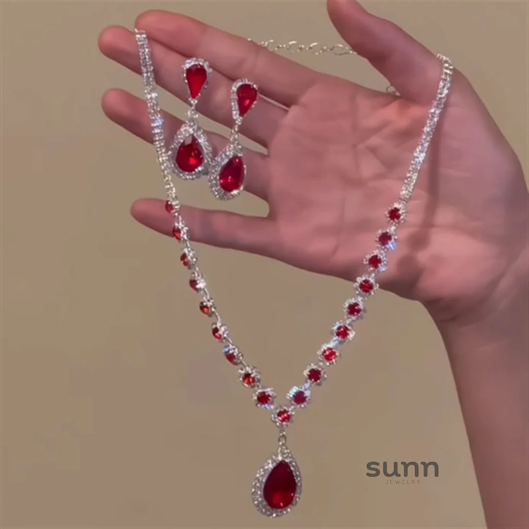 Naima Ruby Teardrop Jewelry Set