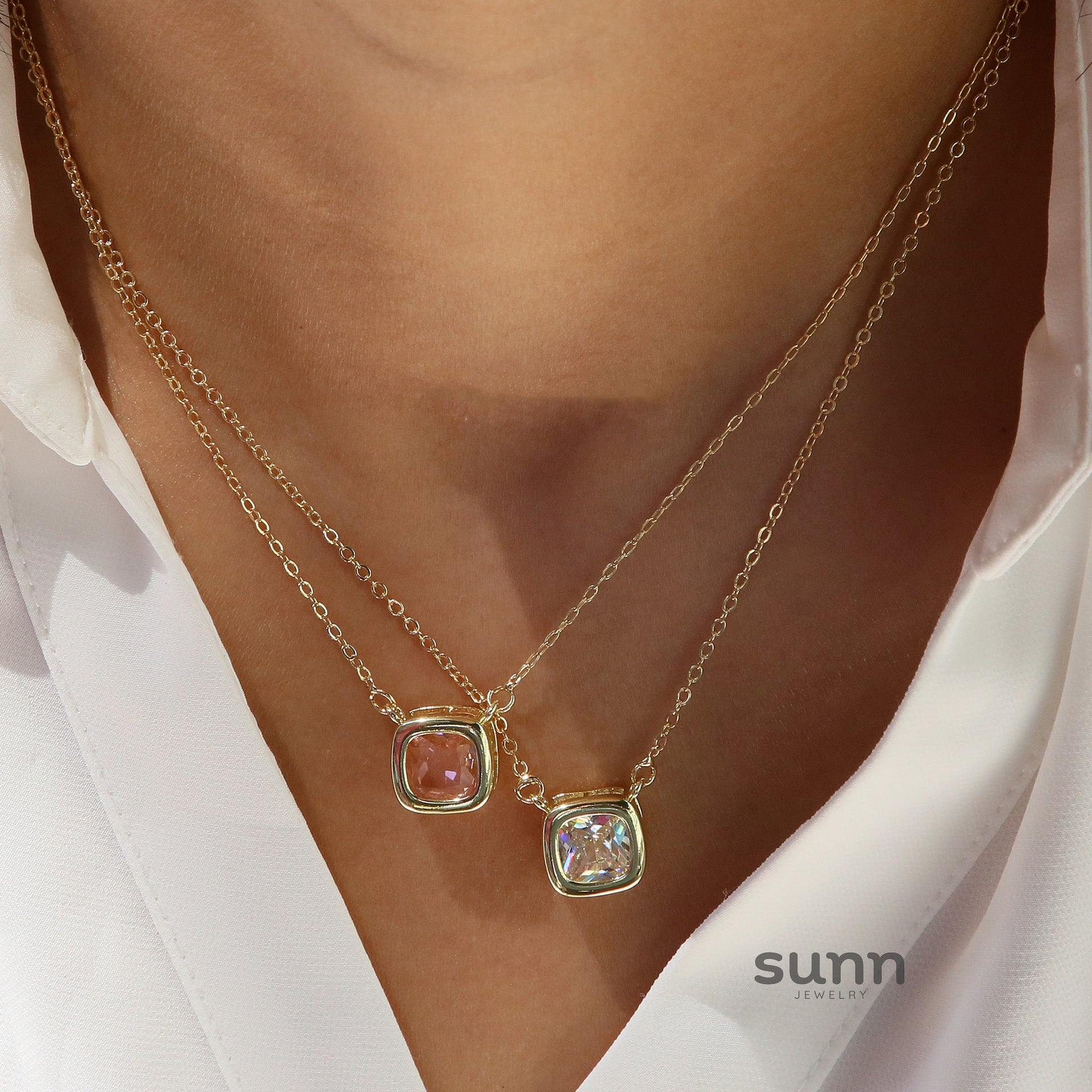 Nairobi Geometric Birthstone Necklace [79OI2SAF]