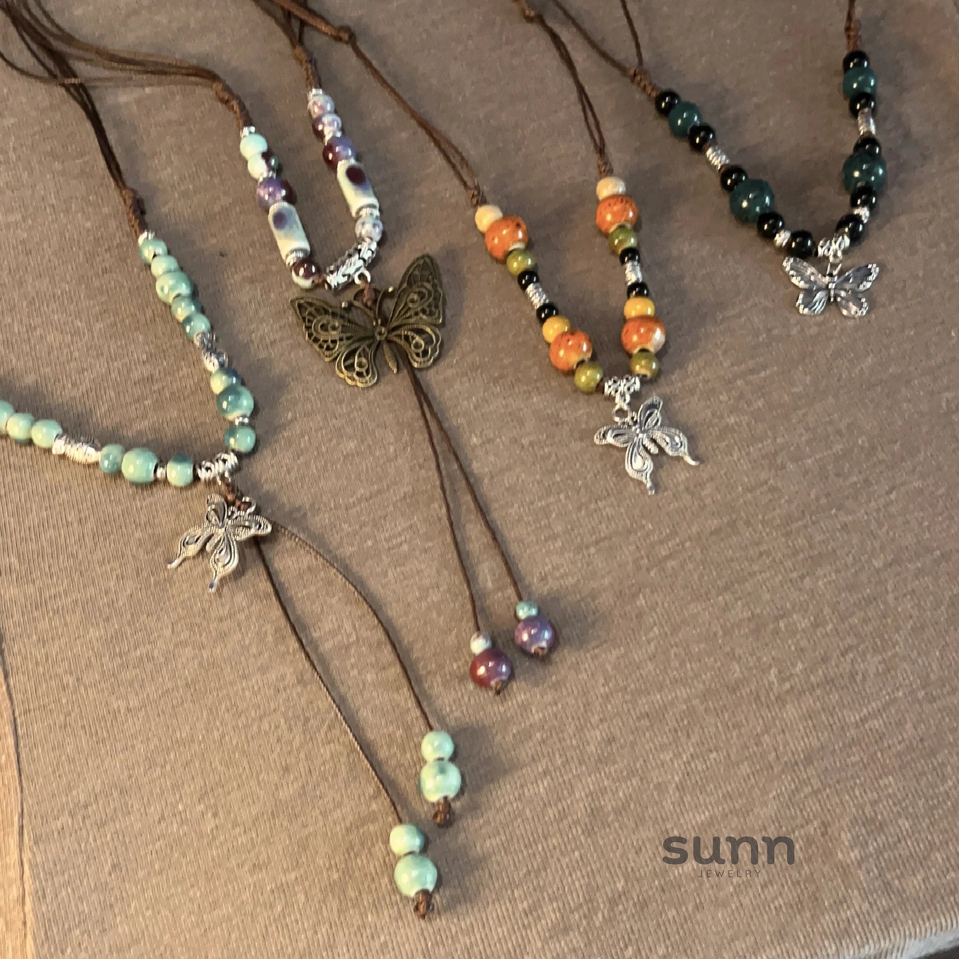 Nakayla Ethnic Ceramic Butterfly Necklace