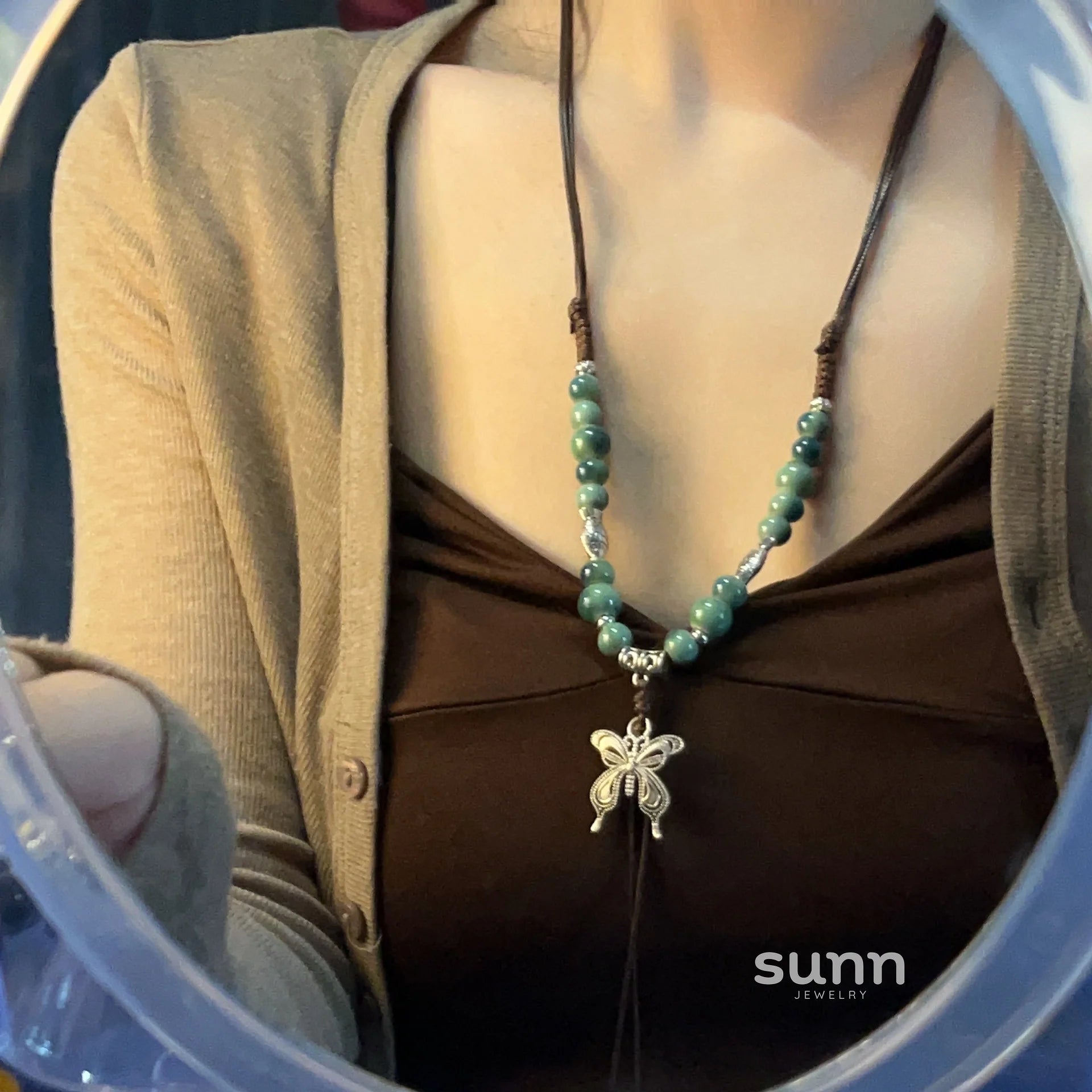 Nakayla Ethnic Ceramic Butterfly Necklace
