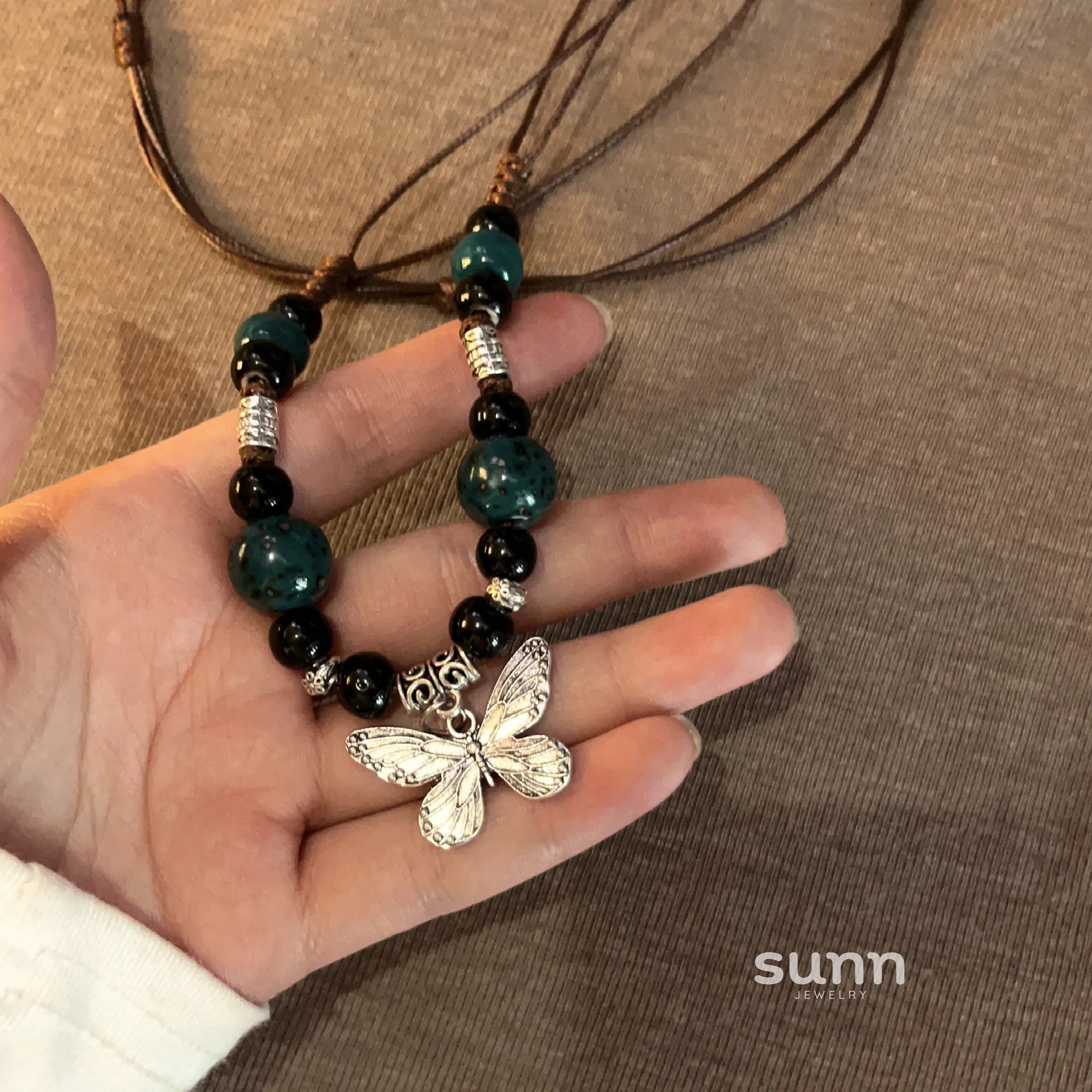 Nakayla Ethnic Ceramic Butterfly Necklace