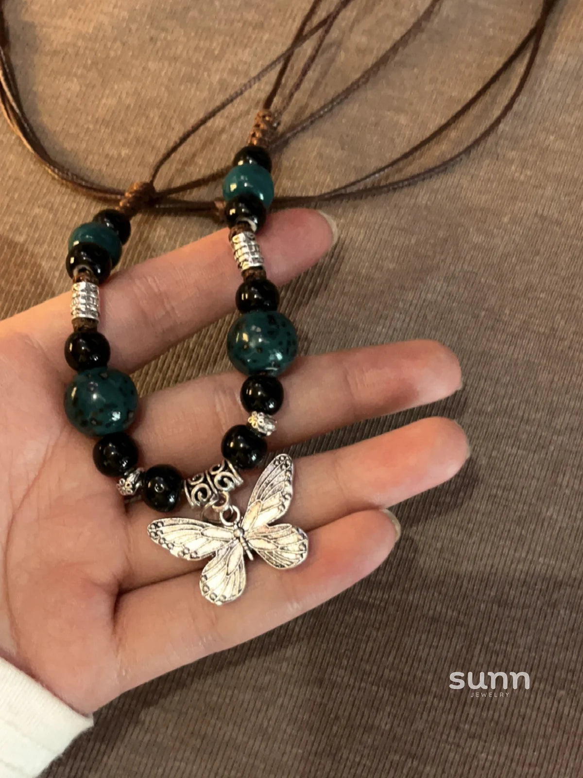 Nakayla Ethnic Ceramic Butterfly Necklace