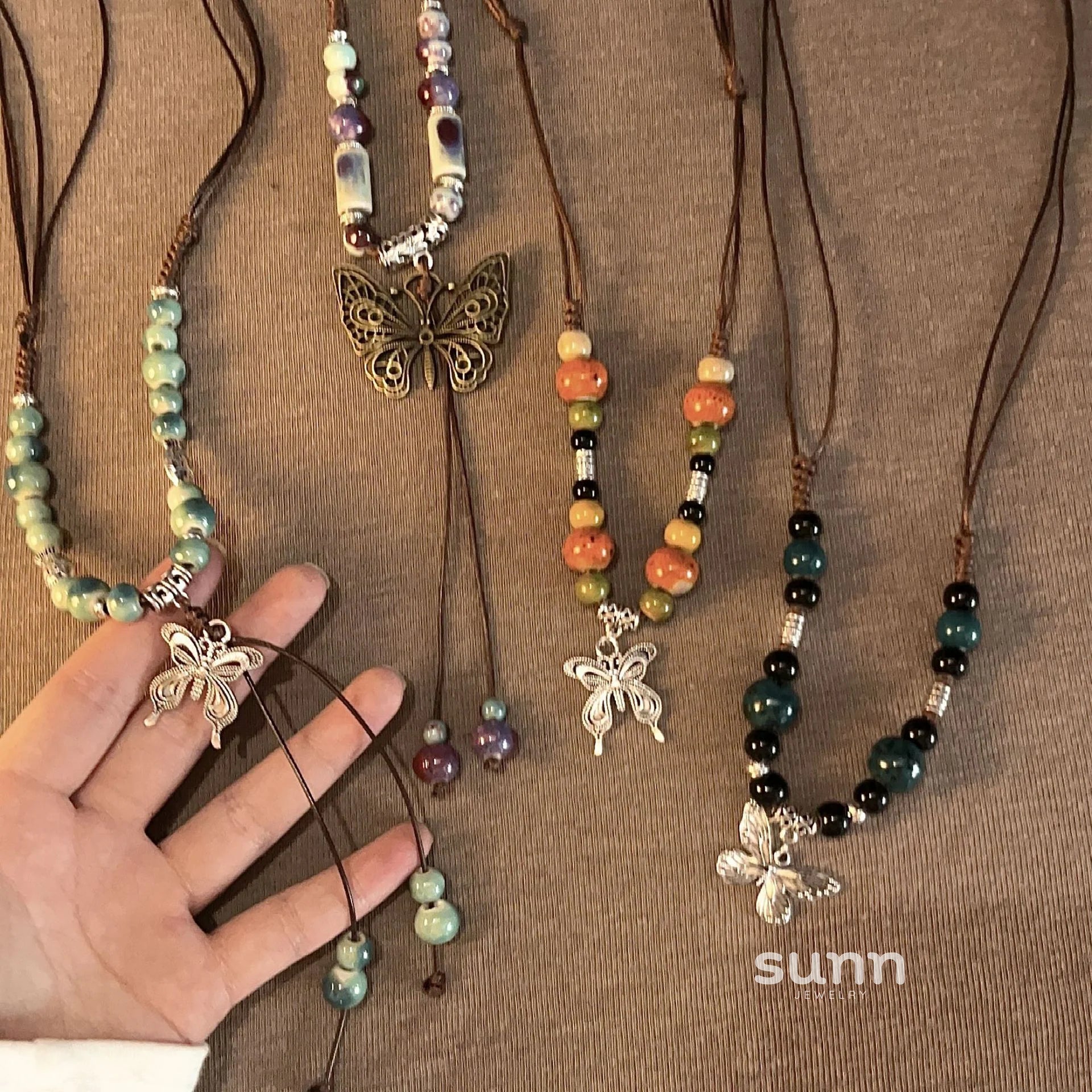 Nakayla Ethnic Ceramic Butterfly Necklace