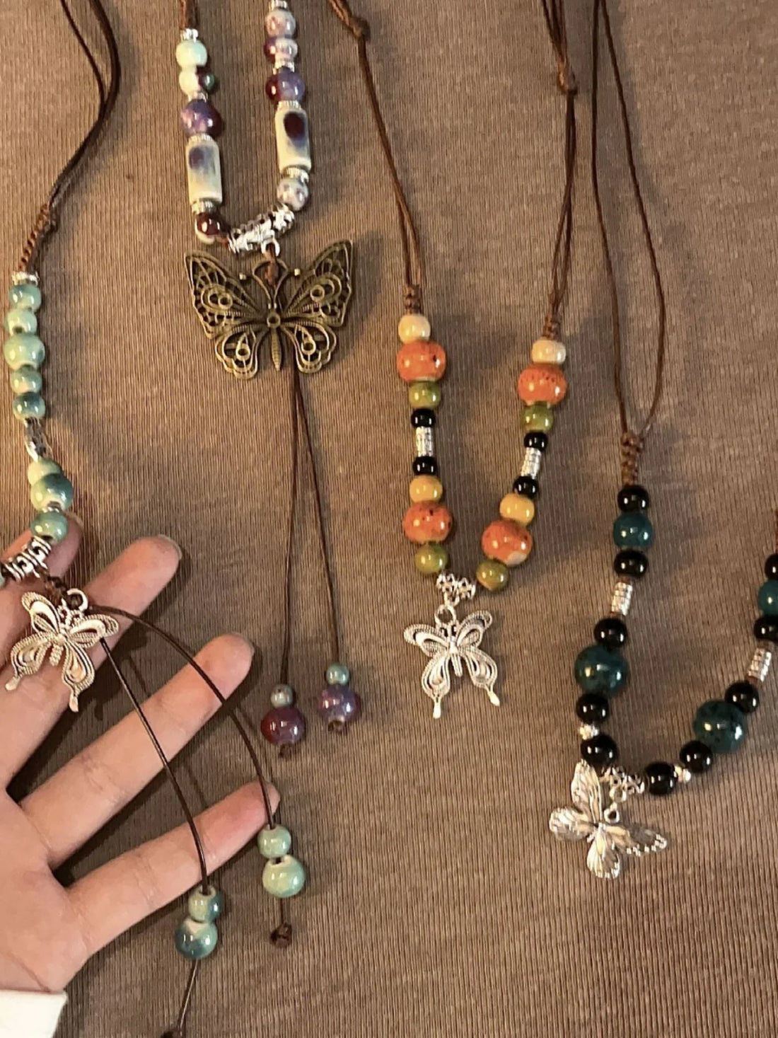 Nakayla Ethnic Ceramic Butterfly Necklace