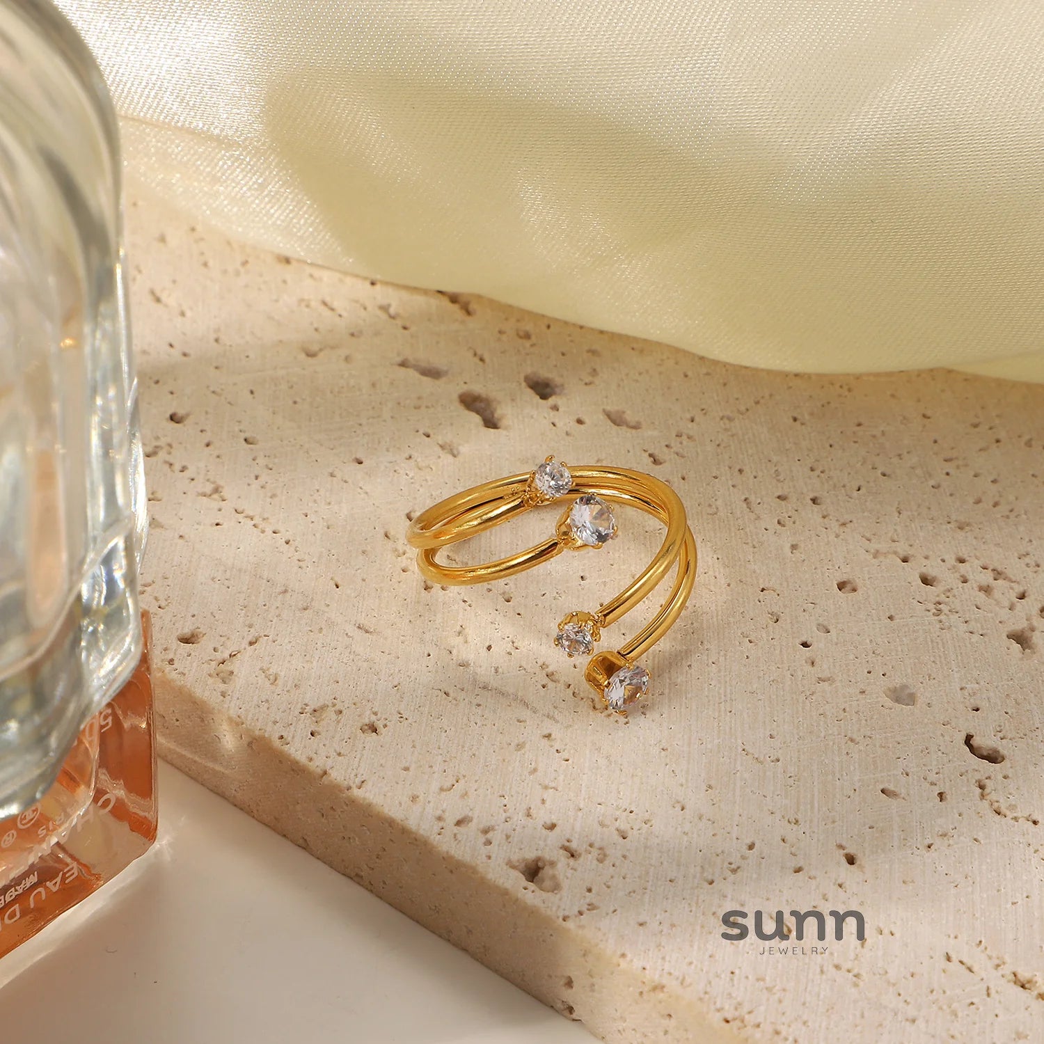 Nancy Gold-Plated Zircon Ring