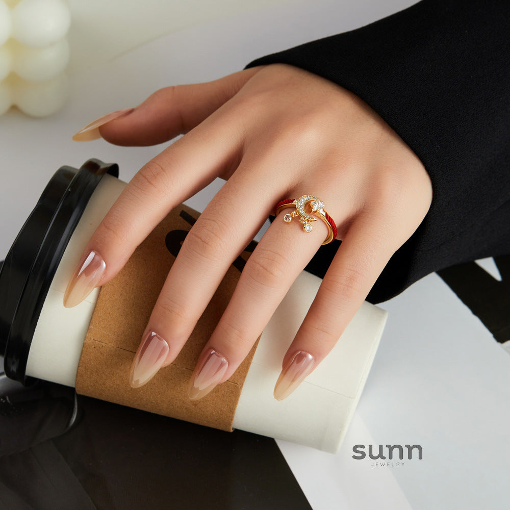 Natalee Red Rope Star Moon Ring [CNN7FQLA]