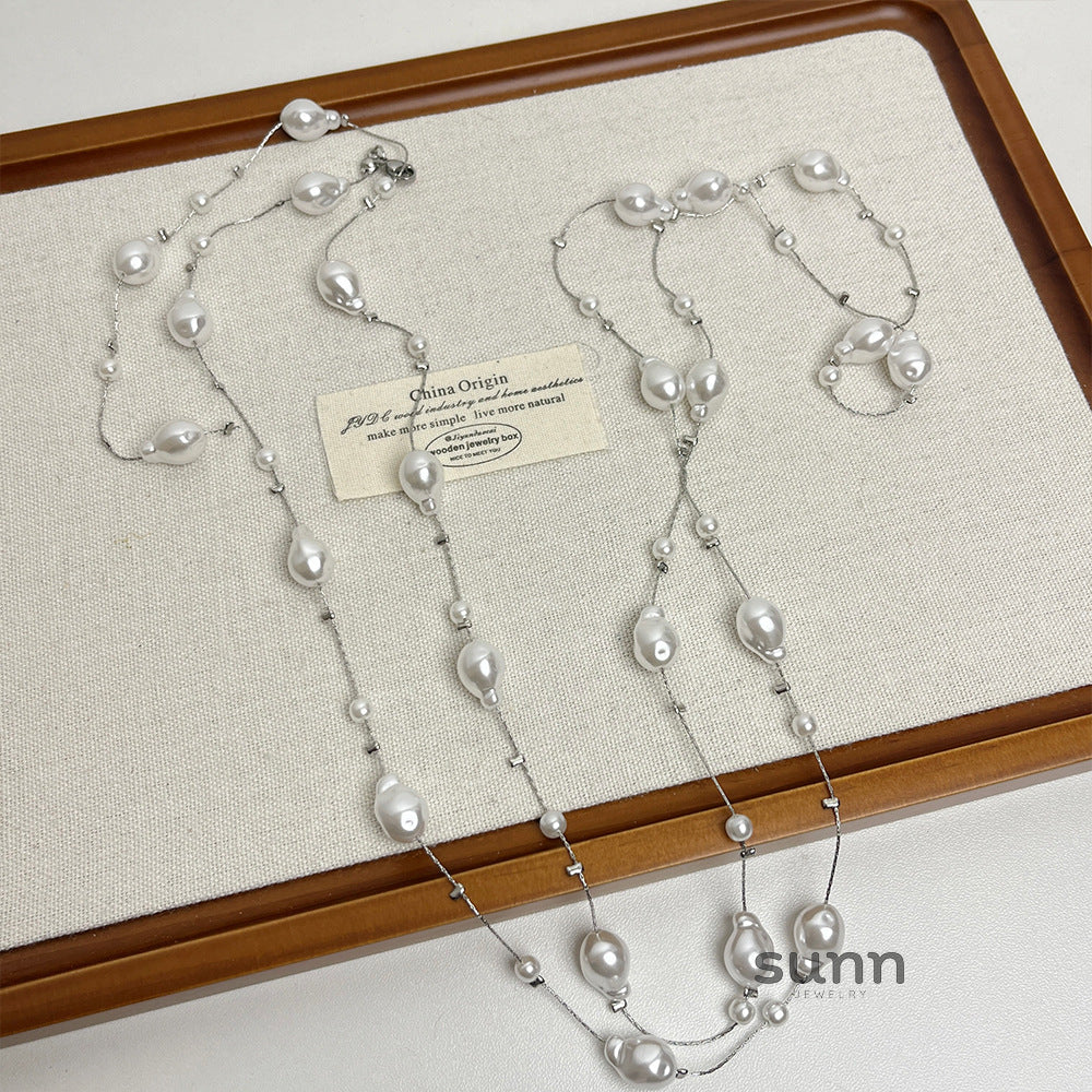 Natalya Layered Heart Pearl Necklace [E3PE4H0Y]