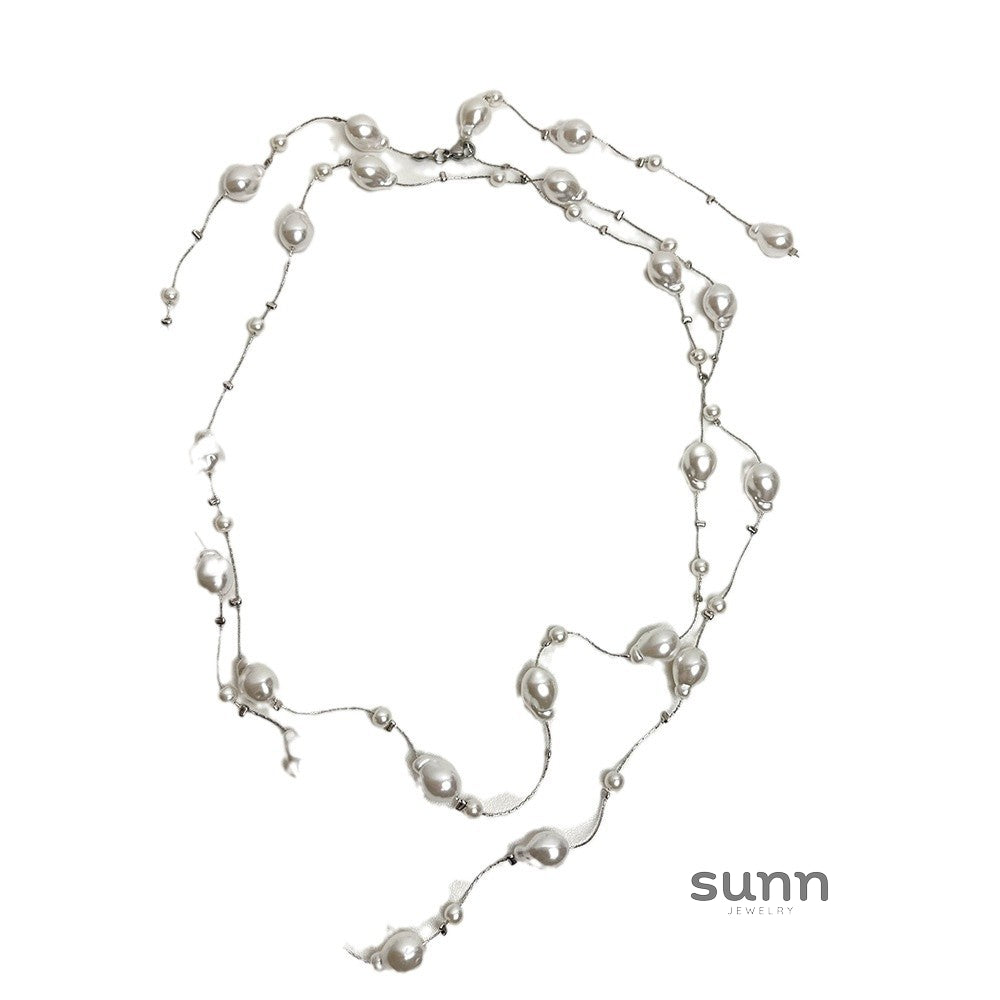 Natalya Layered Heart Pearl Necklace [O0TWI2RA]