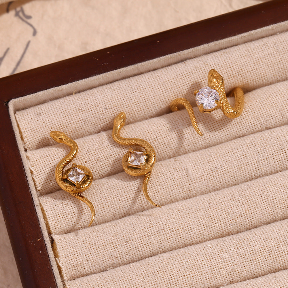 Natania Gold Serpent Zircon Earrings [UGG5VGPZ]