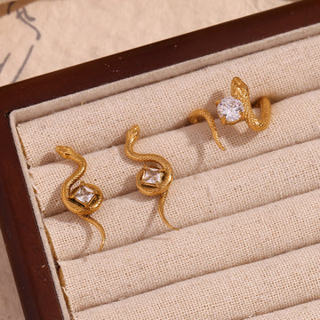 Natania Gold Serpent Zircon Earrings [UGG5VGPZ]