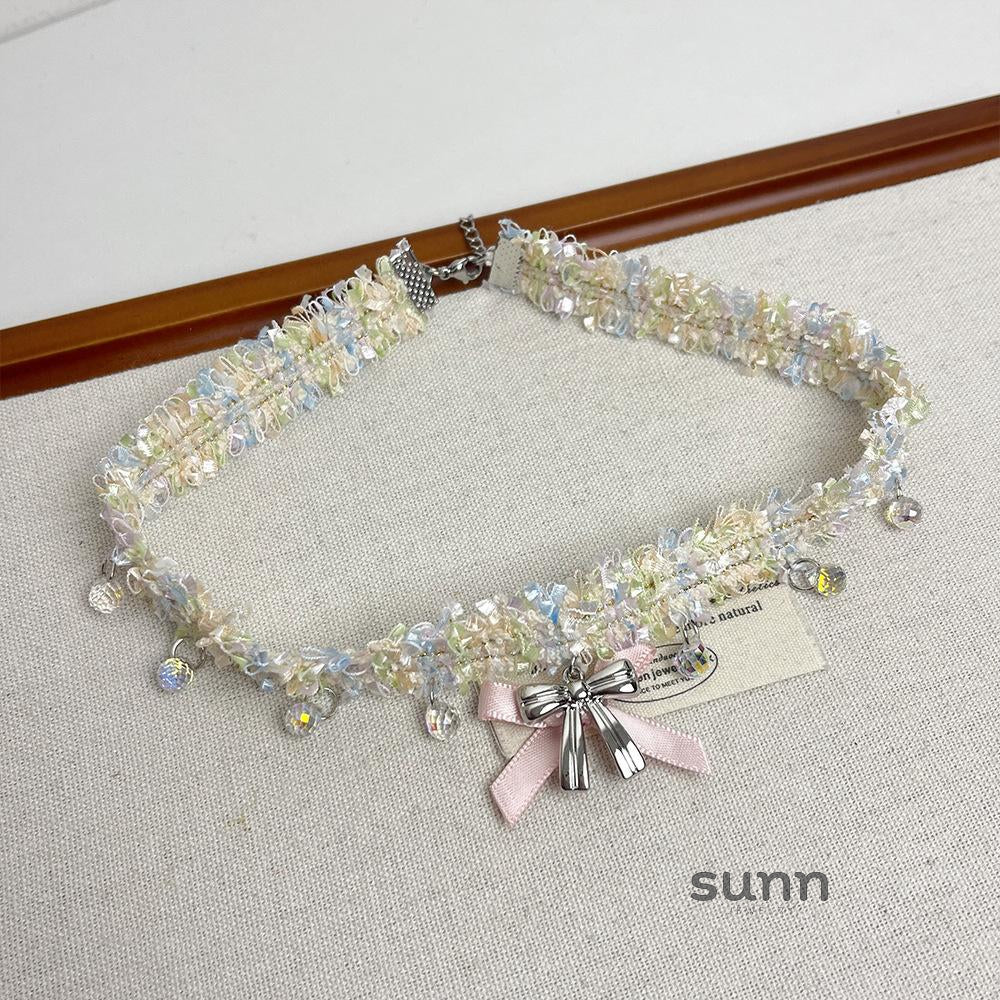 Navaeh Lace Plush Bow Choker [K5DKWUTM]