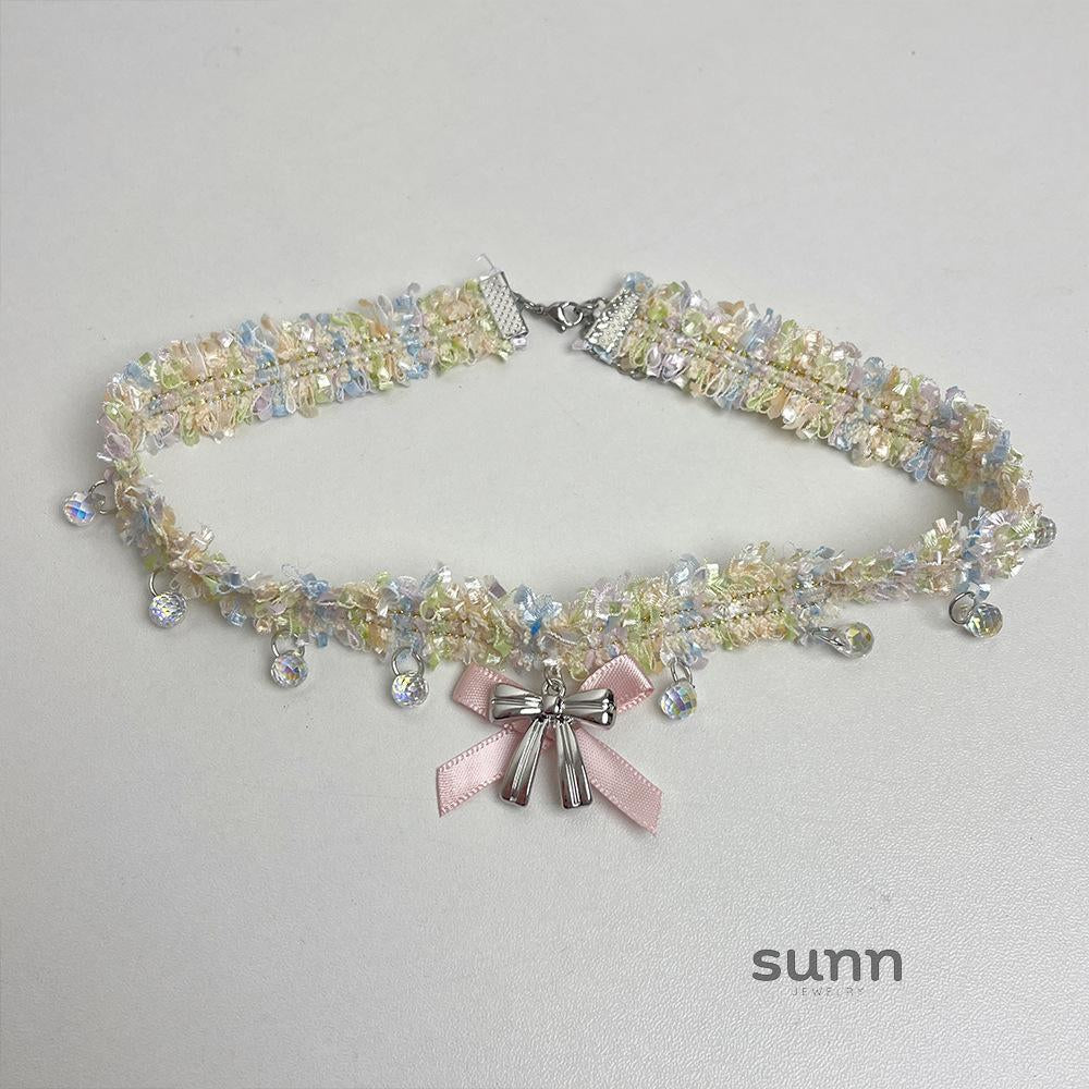 Navaeh Lace Plush Bow Choker [HNVQP3UP]