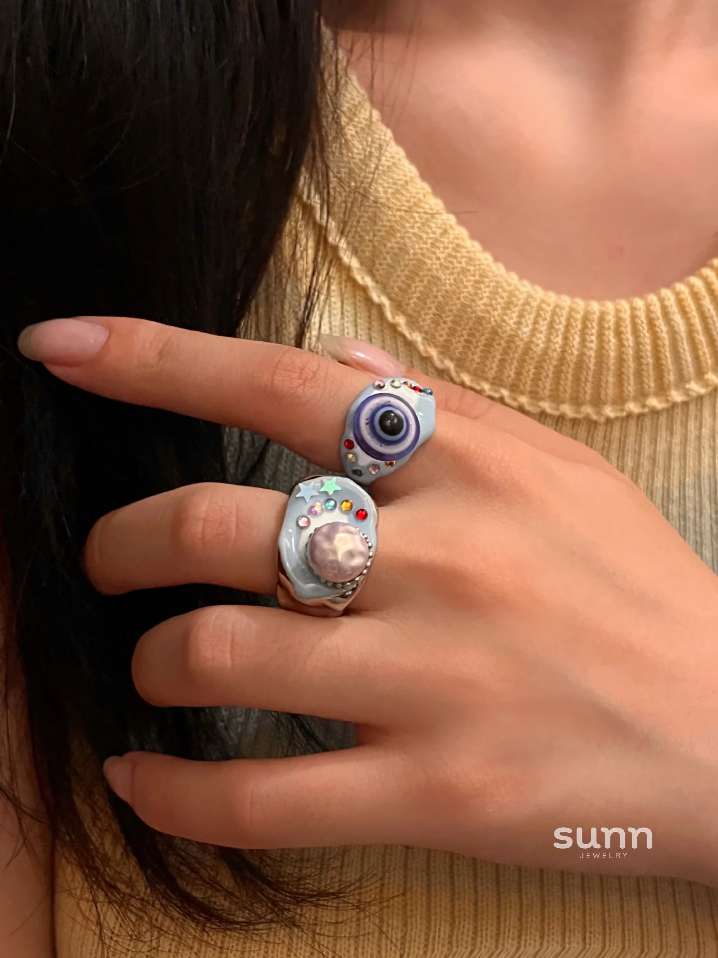 Naveah Enamel Eyeball Ring