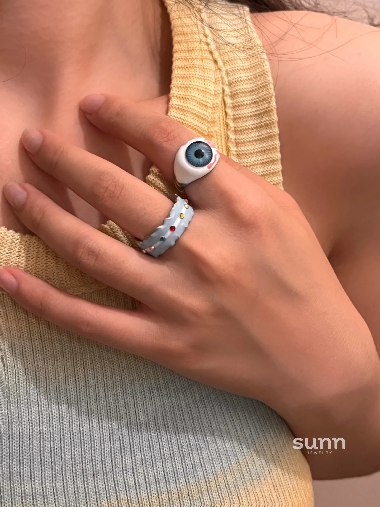 Naveah Enamel Eyeball Ring