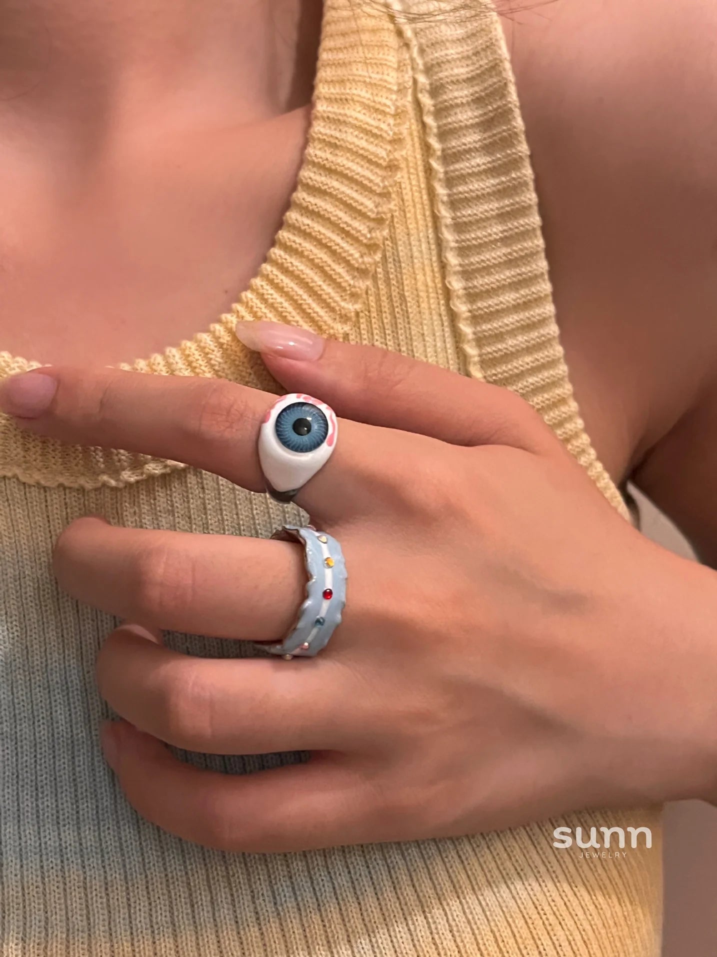 Naveah Enamel Eyeball Ring