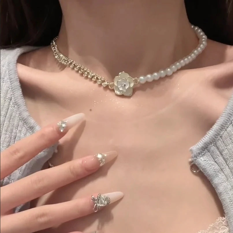 Nayah Camellia Pearl Necklace
