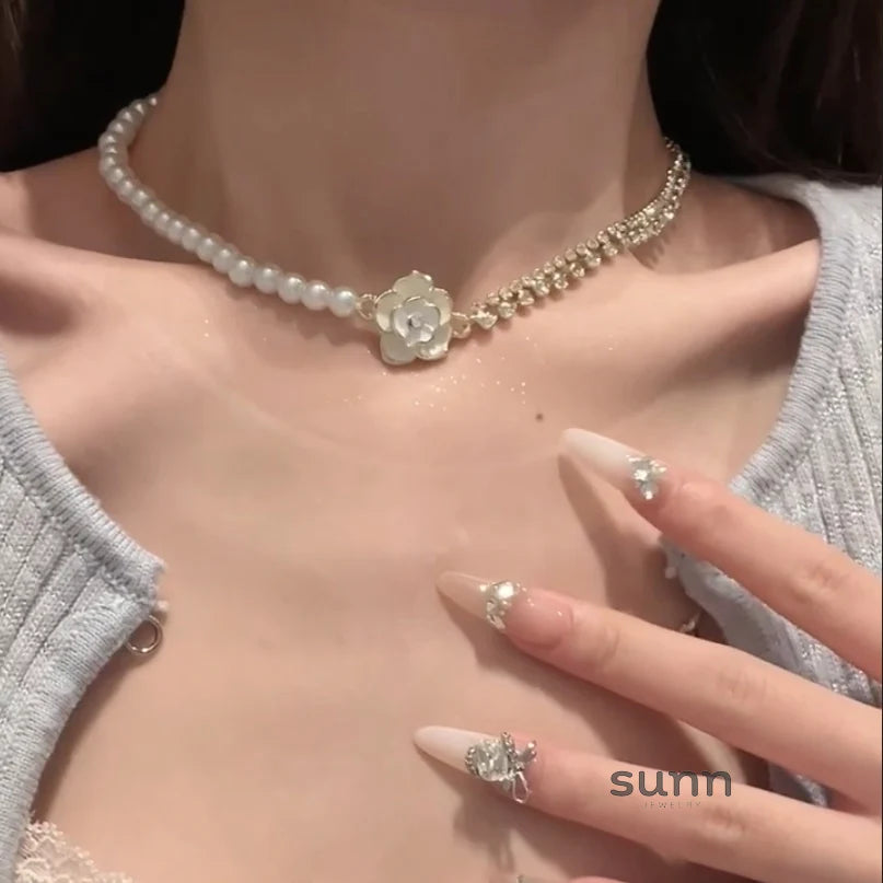 Nayah Camellia Pearl Necklace