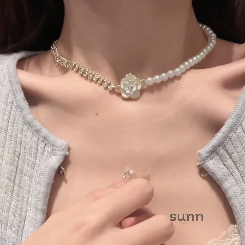 Nayah Camellia Pearl Necklace