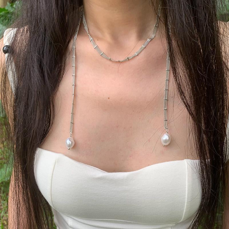 Nayelli Lace Pearl Tassel Necklace [S7FC2J3H]